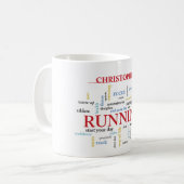 Runner met gepersonaliseerde woorden koffiemok (Voorkant links)
