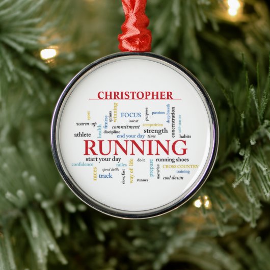 Runner met gepersonaliseerde woorden metalen ornament (Boom)