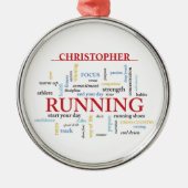 Runner met gepersonaliseerde woorden metalen ornament (Voorkant)