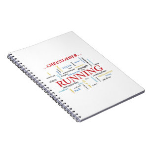 Runner met gepersonaliseerde woorden notitieboek