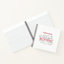 Runner met gepersonaliseerde woorden notitieboek