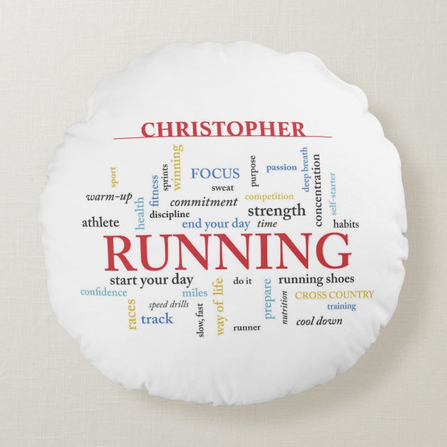 Runner met gepersonaliseerde woorden rond kussen (Voorkant)