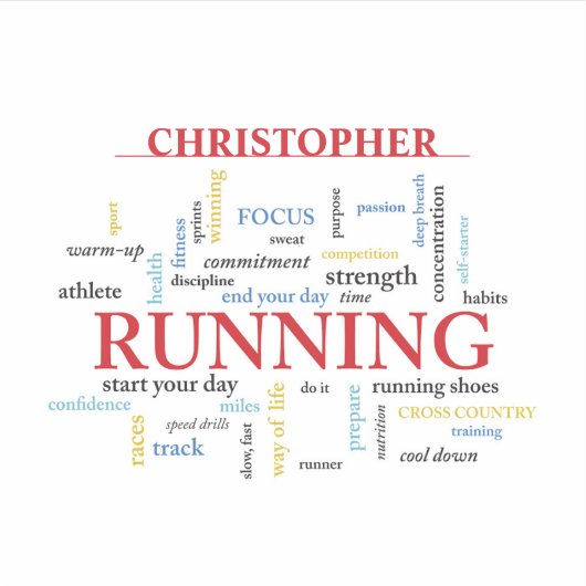Runner met gepersonaliseerde woorden sticker (Voorkant)