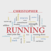 Runner met gepersonaliseerde woorden sticker (Voorkant)