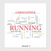 Runner met gepersonaliseerde woorden sticker (Vel)