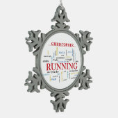 Runner met gepersonaliseerde woorden tin sneeuwvlok ornament (Links)