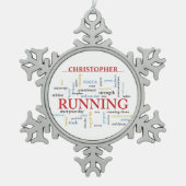 Runner met gepersonaliseerde woorden tin sneeuwvlok ornament (Voorkant)