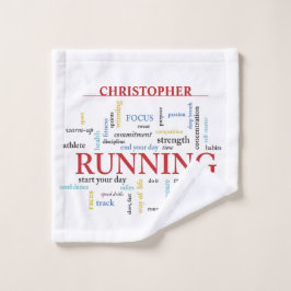 Runner met gepersonaliseerde woorden washandje