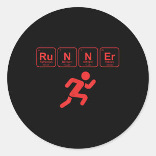 Runner Periodic Table Funny Running Marathon Lover Ronde Sticker