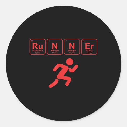 Runner Periodic Table Funny Running Marathon Lover Ronde Sticker (Voorkant)