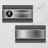 Runner-pictogram | Metallic Industrial Visitekaartje (Voorkant / Achterkant)