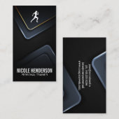 Runner-pictogram | Moderne metalen achtergrond Visitekaartje (Voorkant / Achterkant)
