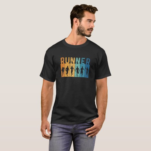 Runner Retro  Style Running Sports Enthusia T-shirt (Voorkant volledig)