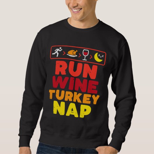 Runner Runner Thanksgiving Run Wine Sticker Trui (Voorkant)