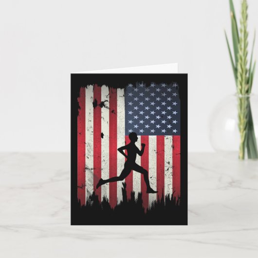 Runner Running Amerikaanse vlag 4 juli Patri Kaart (Voorkant)