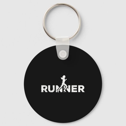 Runner Silhouette Jogging Marathon Atleet Sleutelhanger (Voorkant)