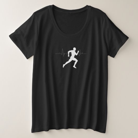 Runner Silhouette met hartslag Grote Maat T-shirt (Design voorkant)