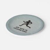 Runner sportman & jouw tekst op masuline grijs papieren bordje (Gekanteld)