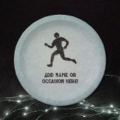 Runner sportman & jouw tekst op masuline grijs papieren bordje