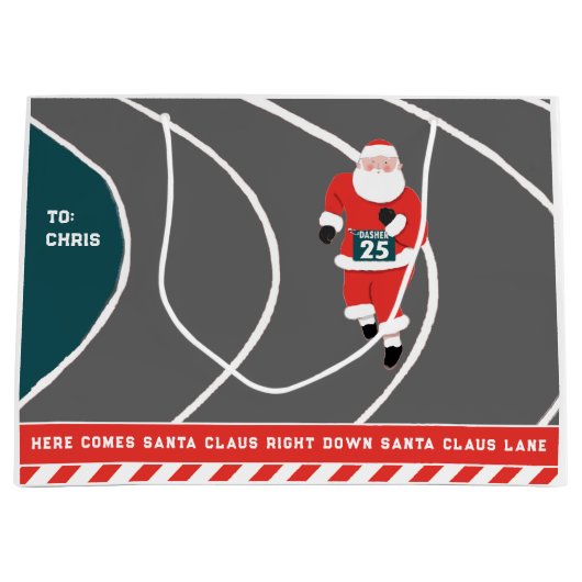 Runner Track en Field Christmas Grote Gift Bag Groot Cadeauzakje (Voorkant)