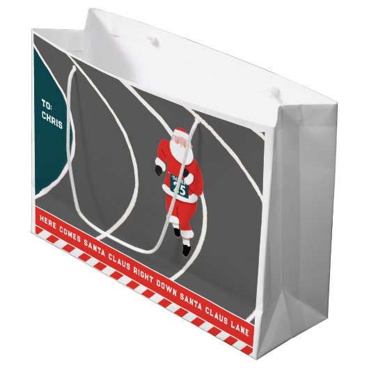 Runner Track en Field Christmas Grote Gift Bag Groot Cadeauzakje (Voorkant Gekanteld)