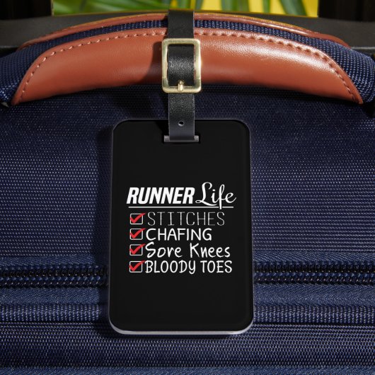 Runner's Life Funny Marathon Running Checklist Bagagelabel (Voorkant Insitu 2)