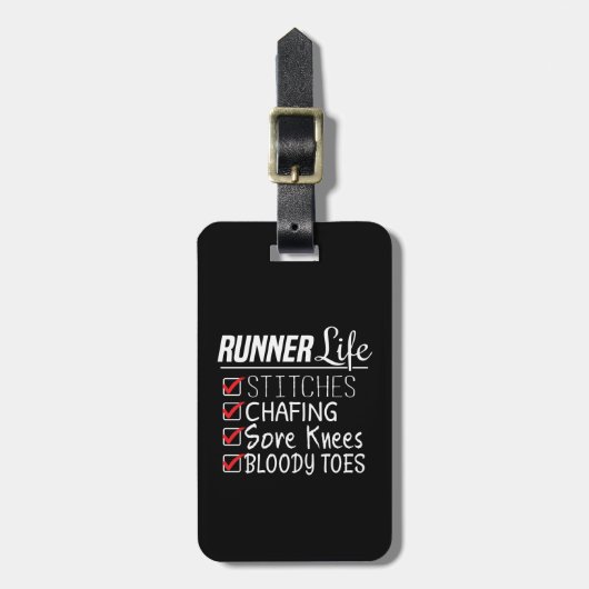Runner's Life Funny Marathon Running Checklist Bagagelabel (Voorkant verticaal)