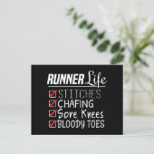 Runner's Life Funny Marathon Running Checklist Briefkaart (Staand voorkant)