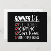 Runner's Life Funny Marathon Running Checklist Briefkaart (Voorkant / Achterkant)