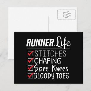 Runner's Life Funny Marathon Running Checklist Briefkaart