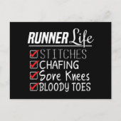 Runner's Life Funny Marathon Running Checklist Briefkaart (Voorkant)