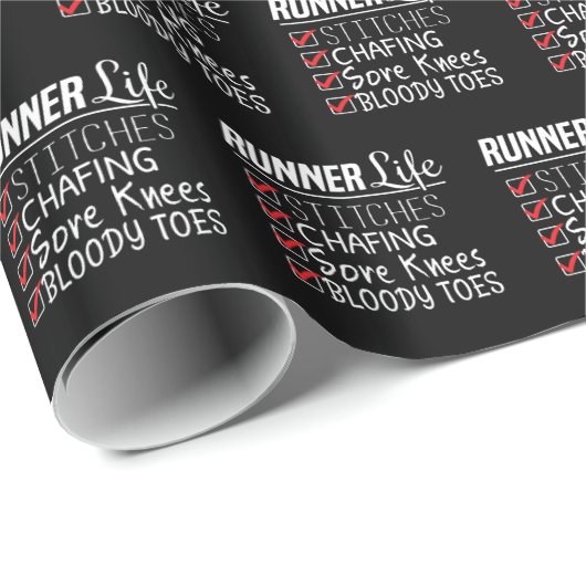 Runner's Life Funny Marathon Running Checklist Cadeaupapier (Rol Hoek)
