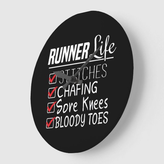 Runner's Life Funny Marathon Running Checklist Grote Klok (Hoek)