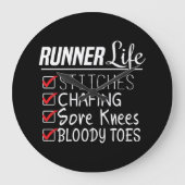 Runner's Life Funny Marathon Running Checklist Grote Klok (Voorkant)