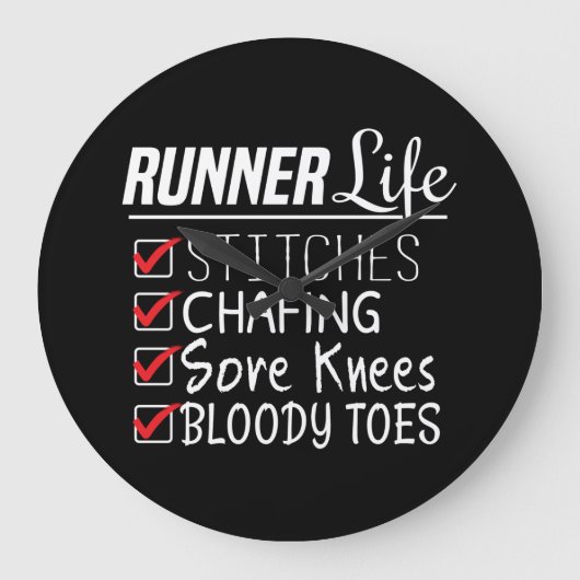 Runner's Life Funny Marathon Running Checklist Grote Klok (Voorkant)