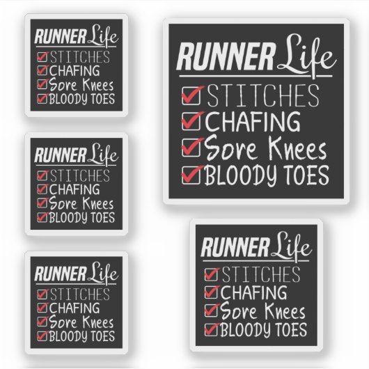 Runner's Life Funny Marathon Running Checklist Sticker (Voorkant)