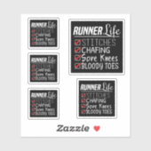 Runner's Life Funny Marathon Running Checklist Sticker (Vel)