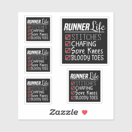 Runner's Life Funny Marathon Running Checklist Sticker (Vel)