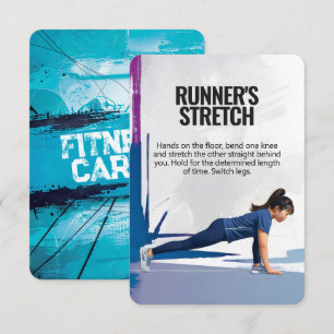 Runner's Stretch Fitness-Kaart met blauwe achterka Save The Date