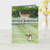 Running Basset & Deer op schattige verjaardag Kaar Kaart (Gele Bloem)