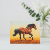 Running Bay Paard Wild Mustang Briefkaart (Staand voorkant)