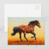 Running Bay Paard Wild Mustang Briefkaart (Voorkant / Achterkant)