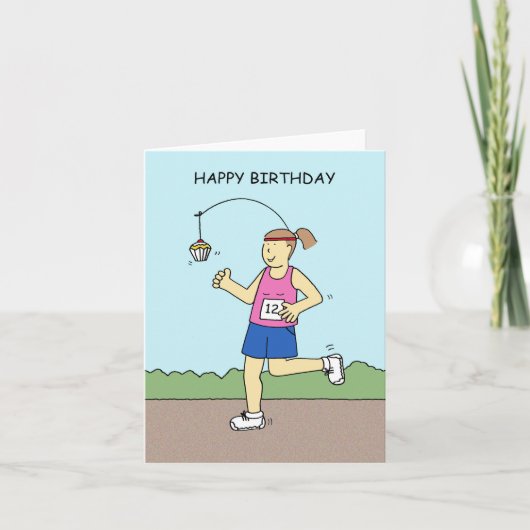 Running Birthday Humor voor haar Kaart (Voorkant)