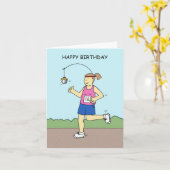 Running Birthday Humor voor haar Kaart (Gele Bloem)