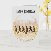 Running Birthday Kaart (Gele Bloem)