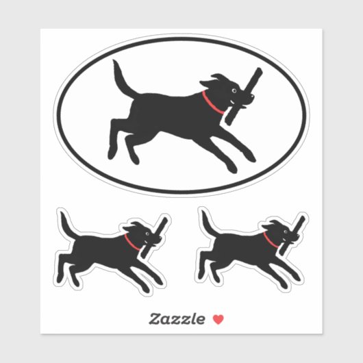Running Black Labrador Retriever Cute Lab Stickers (Vel)
