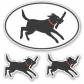 Running Black Labrador Retriever Cute Lab Stickers (Voorkant)