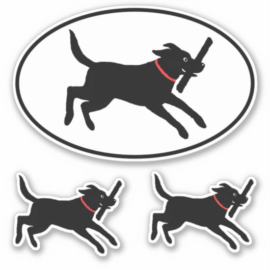 Running Black Labrador Retriever Cute Lab Stickers (Voorkant)