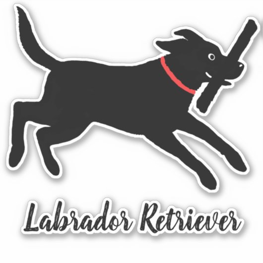 Running Black Labrador Retriever Schattige Dog Sti Sticker (Voorkant)