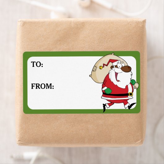 Running Black Santa Gedrukt Gift Label (Insitu)